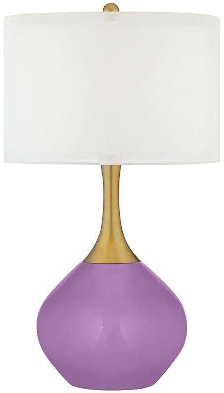 African Violet Nickki Brass Modern Table Lamp