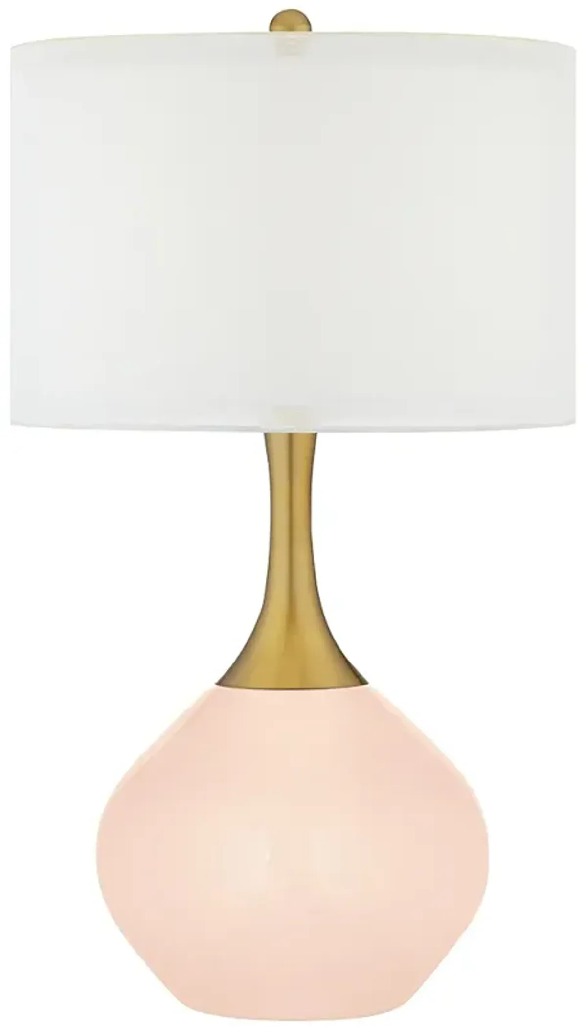 Color Plus Nickki Brass 30 1/2" High Linen Pink Modern Table Lamp