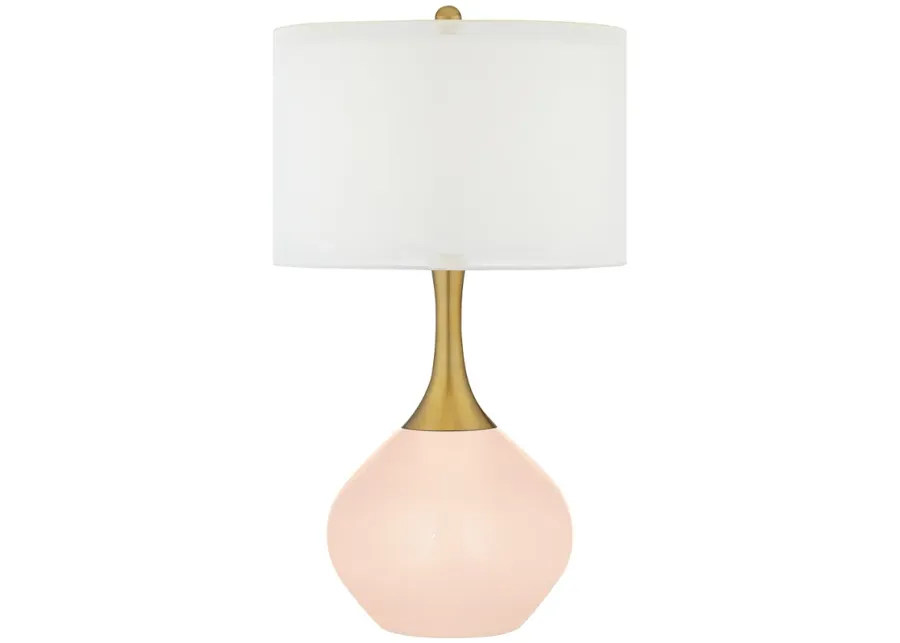 Linen Nickki Brass Modern Table Lamp