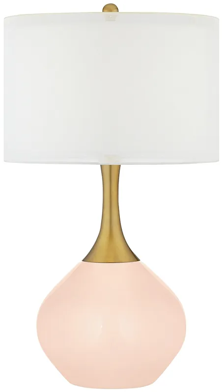 Linen Nickki Brass Modern Table Lamp