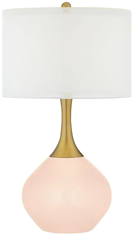 Linen Nickki Brass Modern Table Lamp