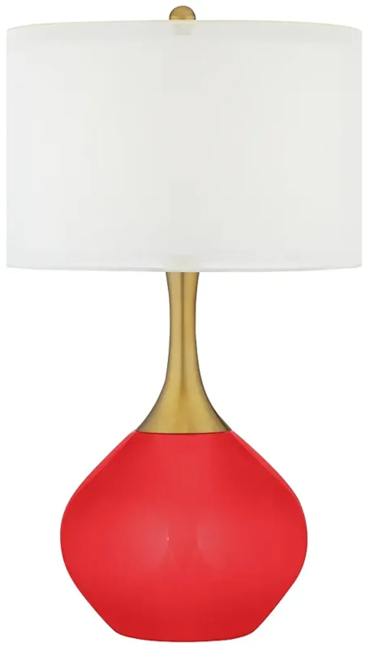 Color Plus Nickki Brass 30 1/2" Poppy Red Modern Table Lamp