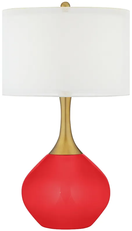 Poppy Red Nickki Brass Modern Table Lamp