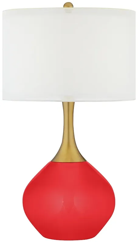 Poppy Red Nickki Brass Modern Table Lamp