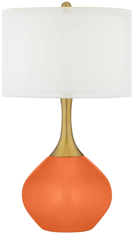 Nectarine Orange Nickki Brass Modern Table Lamp