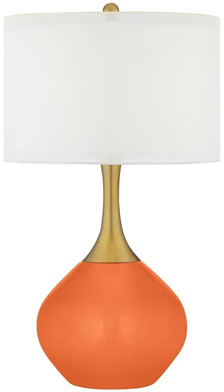 Nectarine Orange Nickki Brass Modern Table Lamp