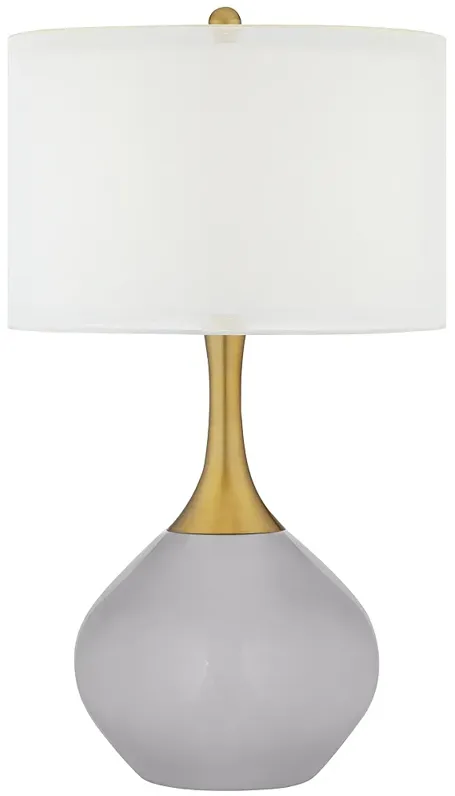 Swanky Gray Nickki Brass Modern Table Lamp