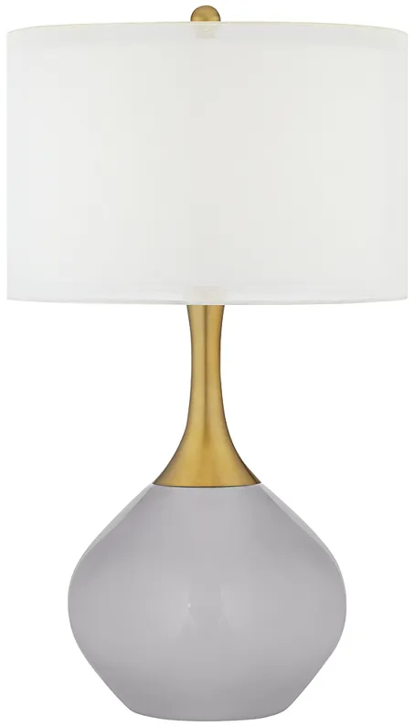 Swanky Gray Nickki Brass Modern Table Lamp