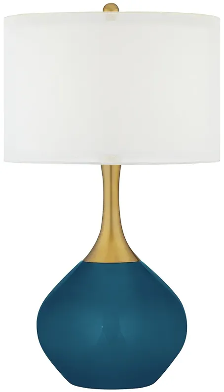 Oceanside Blue Nickki Brass Modern Table Lamp