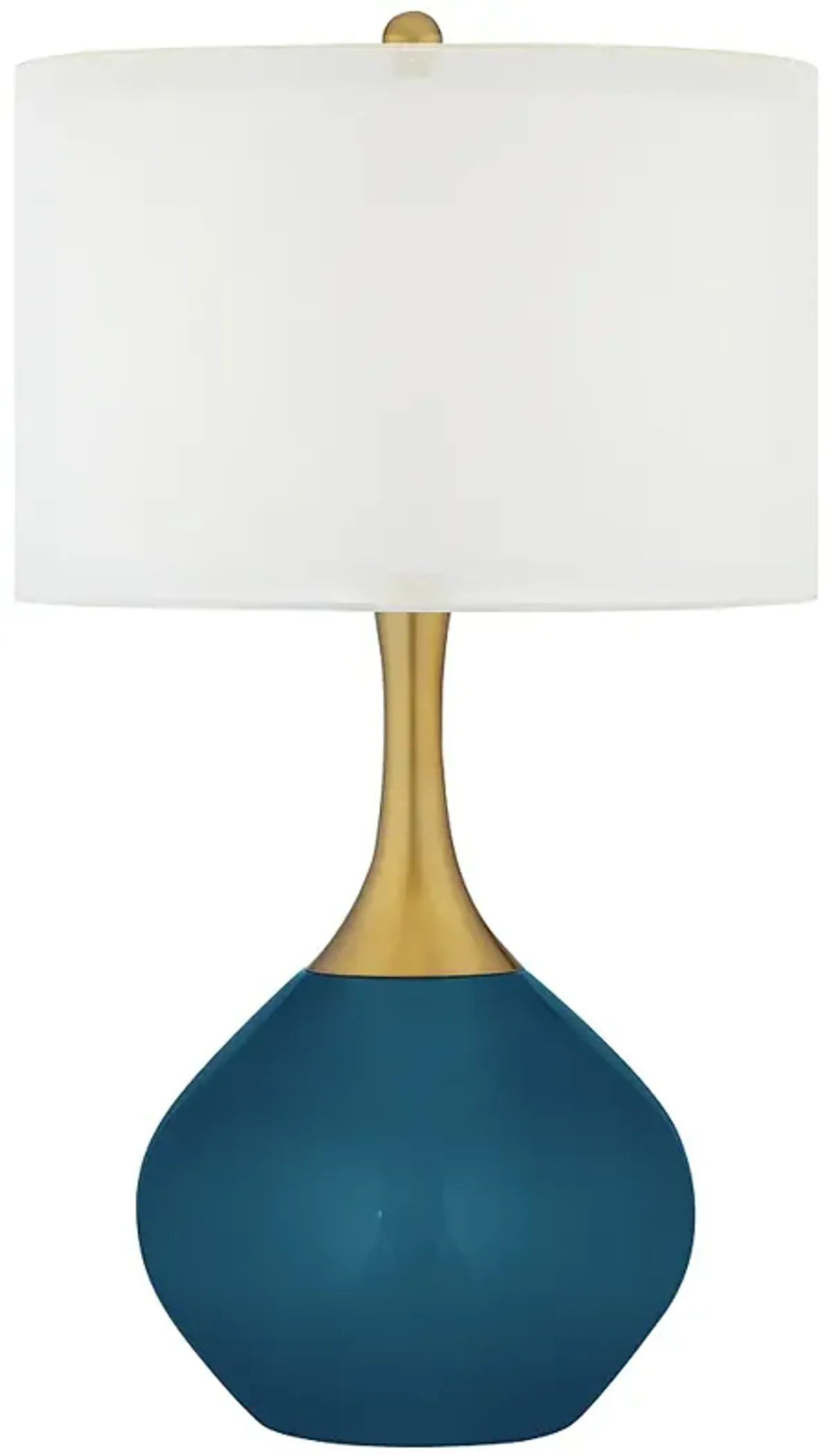 Color Plus Nickki Brass 30 1/2" High Modern Oceanside Blue Table Lamp