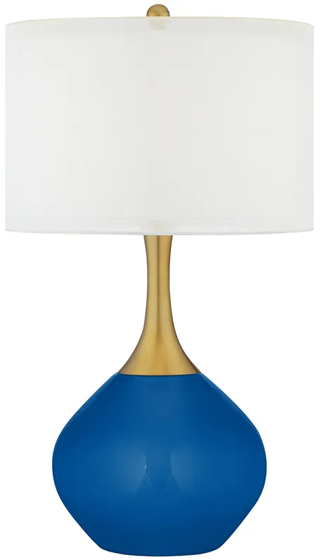 Hyper Blue Nickki Brass Modern Table Lamp