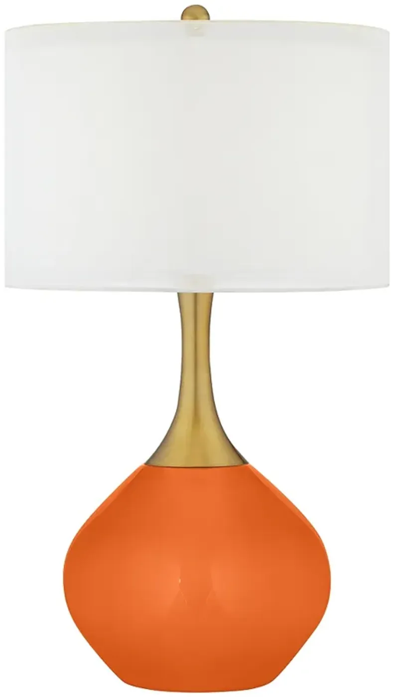 Color Plus Nickki Brass 30 1/2" Modern Invigorate Orange Table Lamp