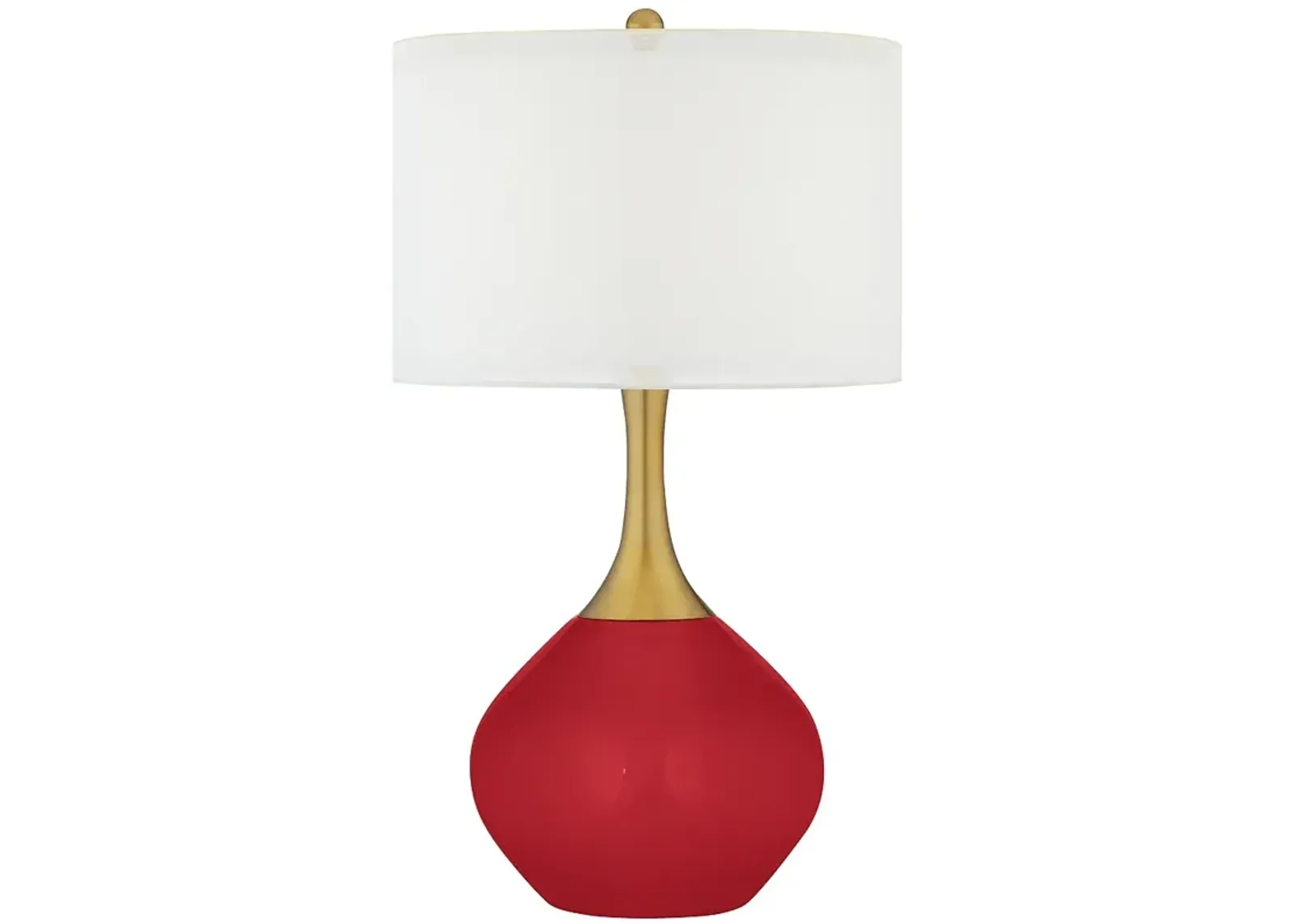 Color Plus Nickki Brass 30 1/2" High Modern Ribbon Red Table Lamp