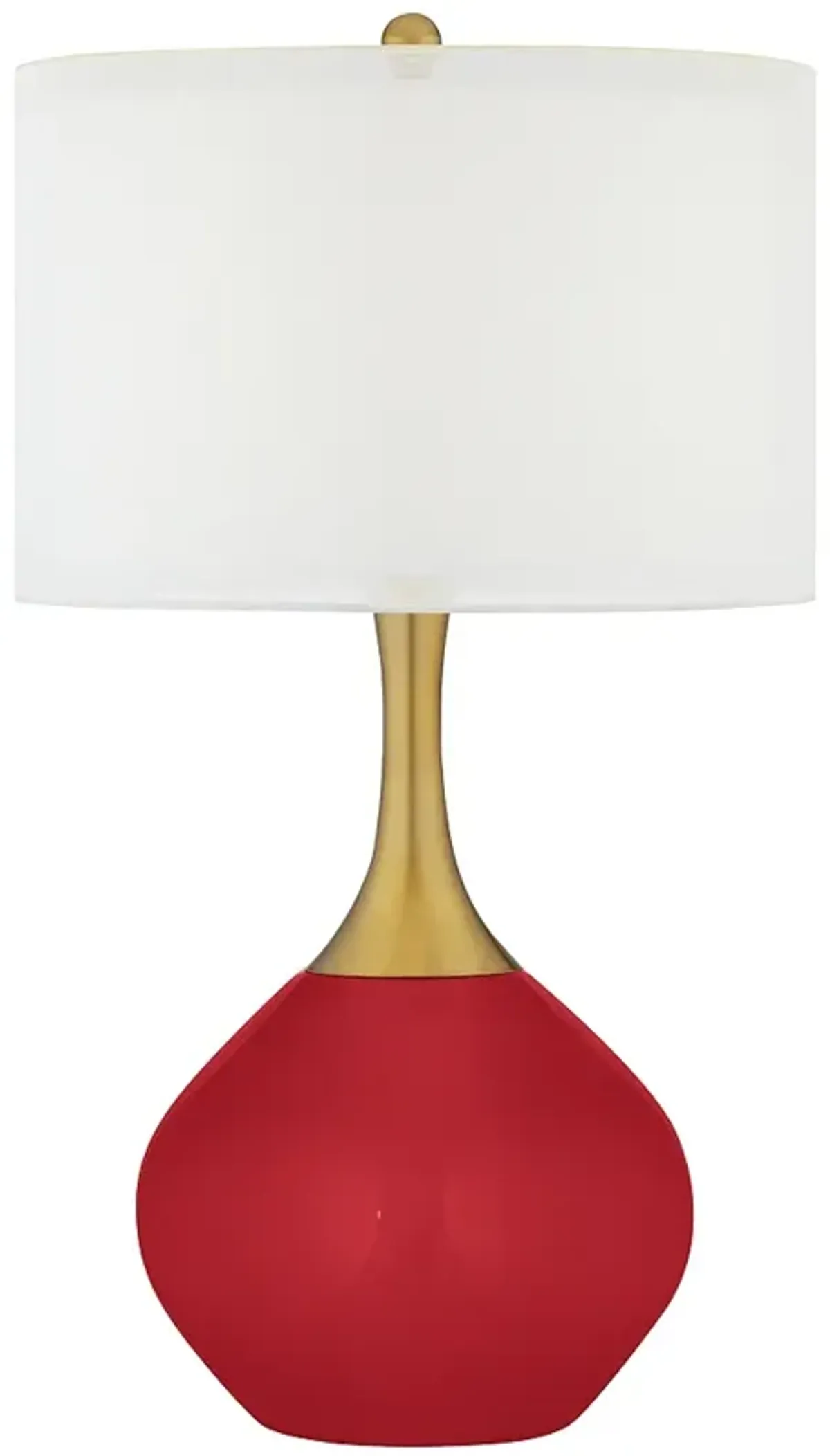 Color Plus Nickki Brass 30 1/2" High Modern Ribbon Red Table Lamp