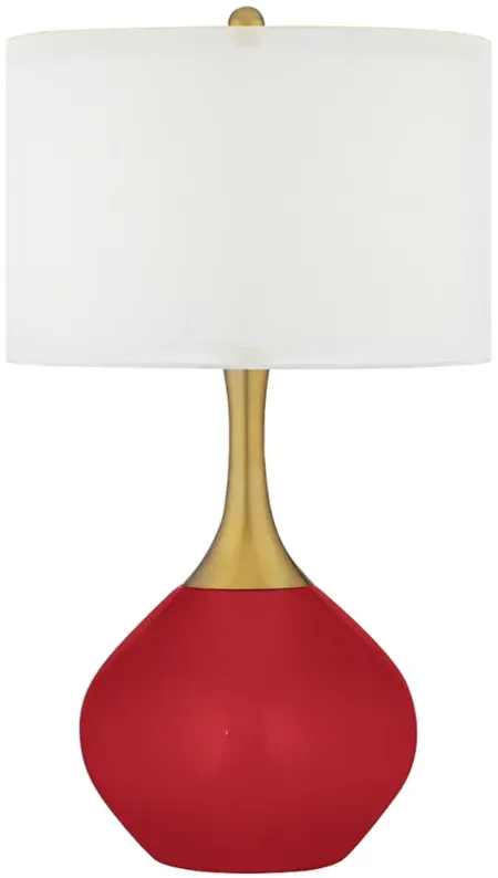 Ribbon Red Nickki Brass Modern Table Lamp