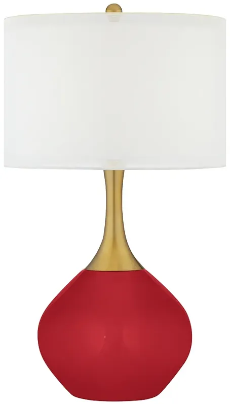 Ribbon Red Nickki Brass Modern Table Lamp