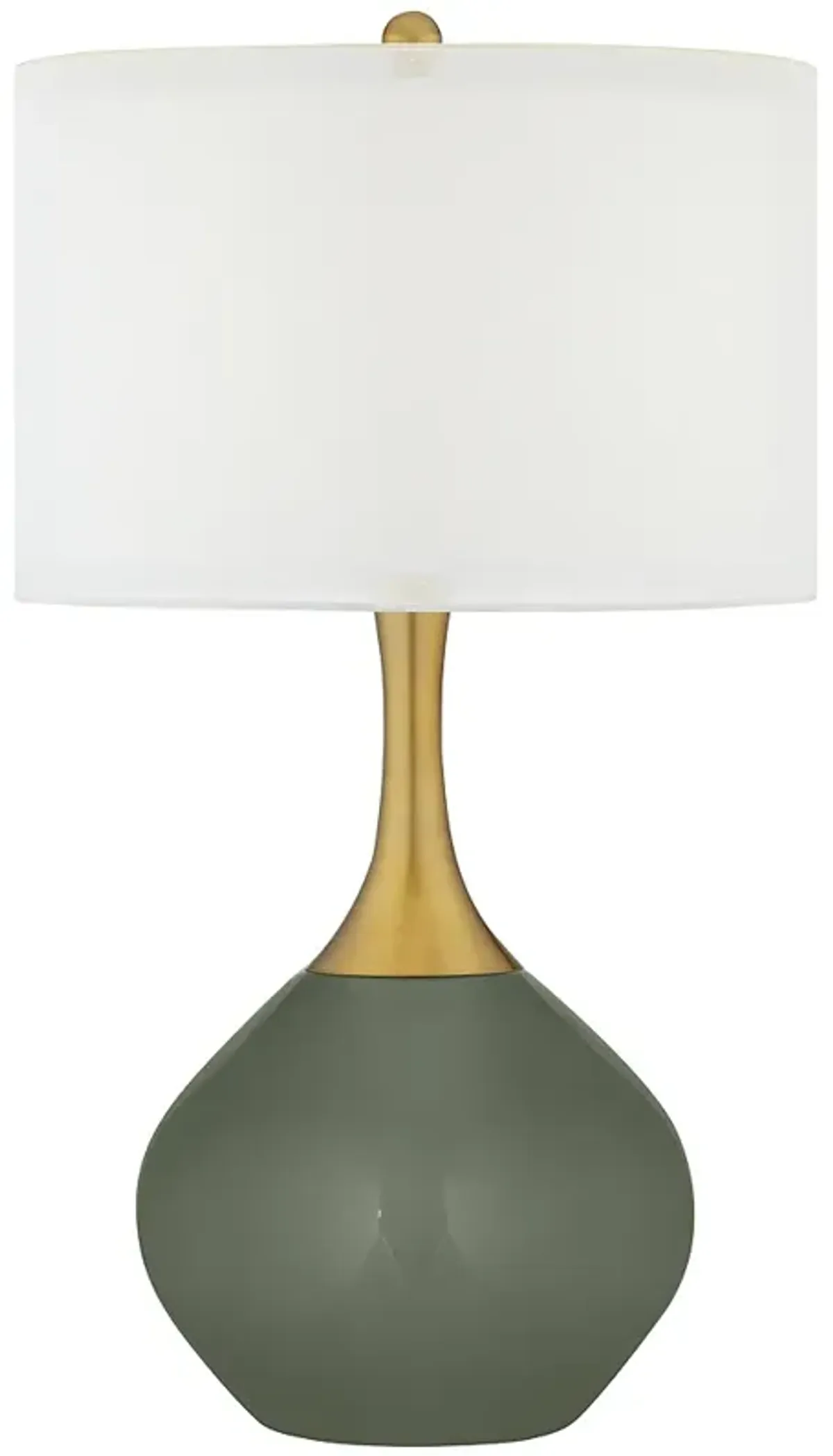 Color Plus Nickki Brass 30 1/2" Modern Deep Lichen Green Table Lamp
