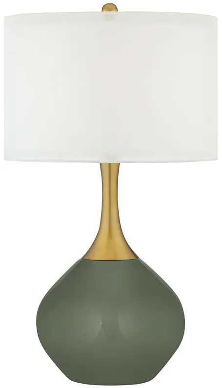 Deep Lichen Green Nickki Brass Modern Table Lamp