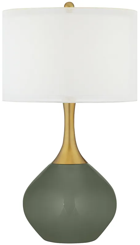 Deep Lichen Green Nickki Brass Modern Table Lamp