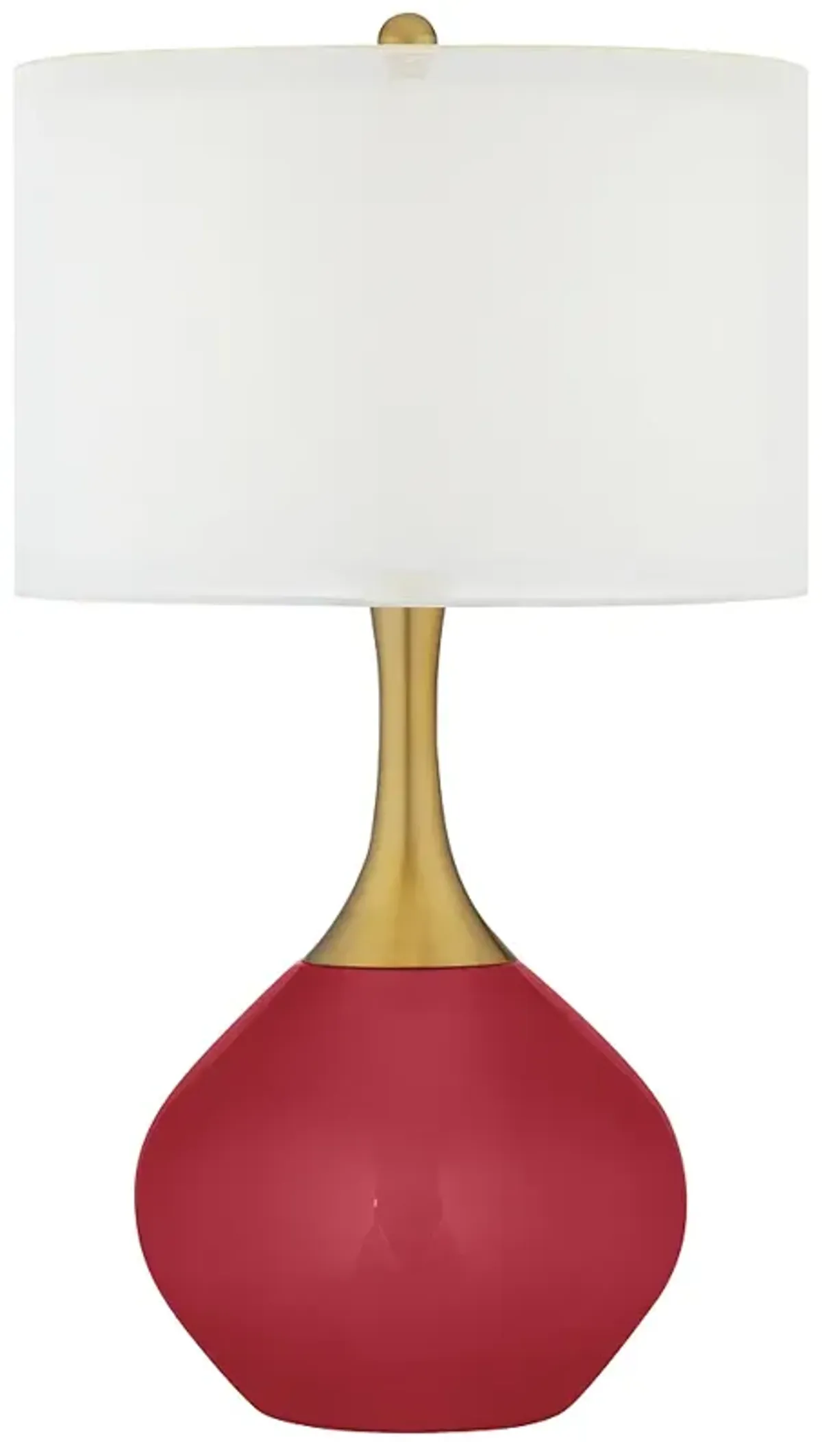 Color Plus Nickki Brass 30 1/2" High Samba Red Modern Table Lamp