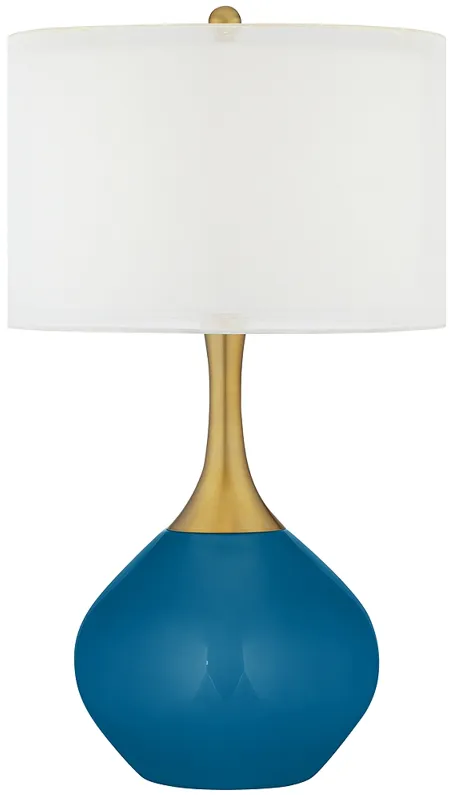 Mykonos Blue Nickki Brass Modern Table Lamp