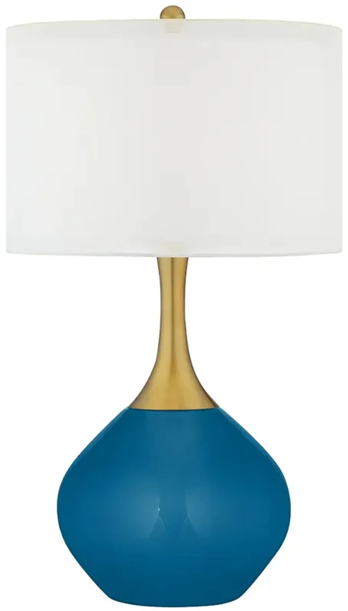 Color Plus Nickki Brass 30 1/2" High Modern Mykonos Blue Table Lamp