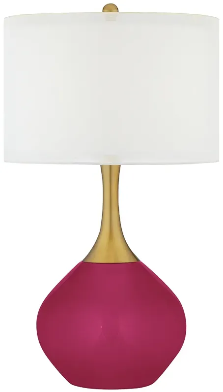 Color Plus Nickki Brass 30 1/2" High Modern Vivacious Pink Table Lamp