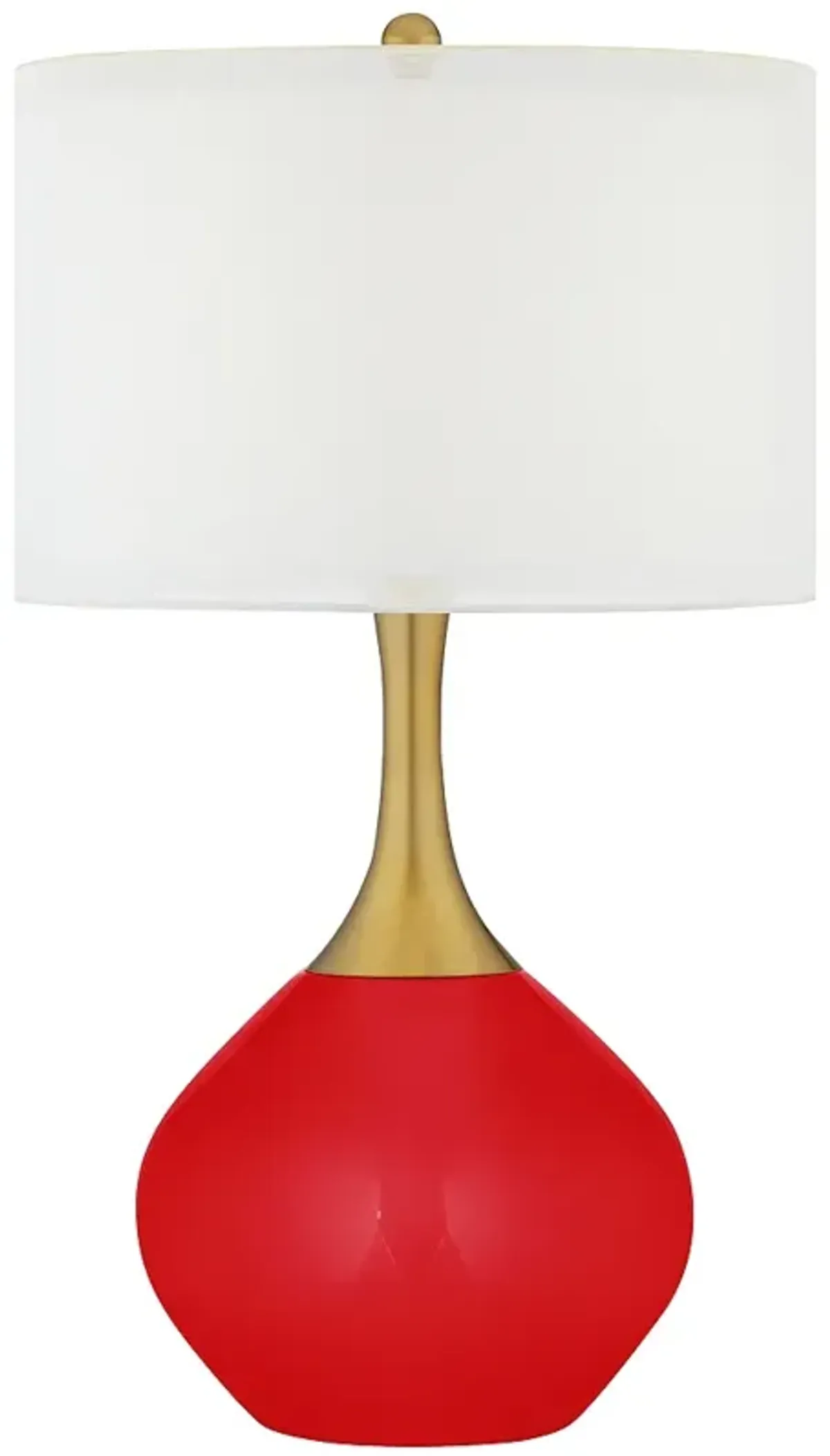 Bright Red Nickki Brass Modern Table Lamp