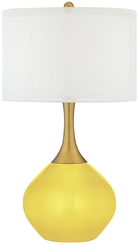 Lemon Twist Yellow Nickki Brass Modern Table Lamp