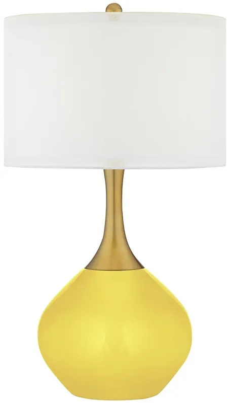 Color Plus Nickki 30 1/2" Lemon Twist Yellow Brass Modern Table Lamp