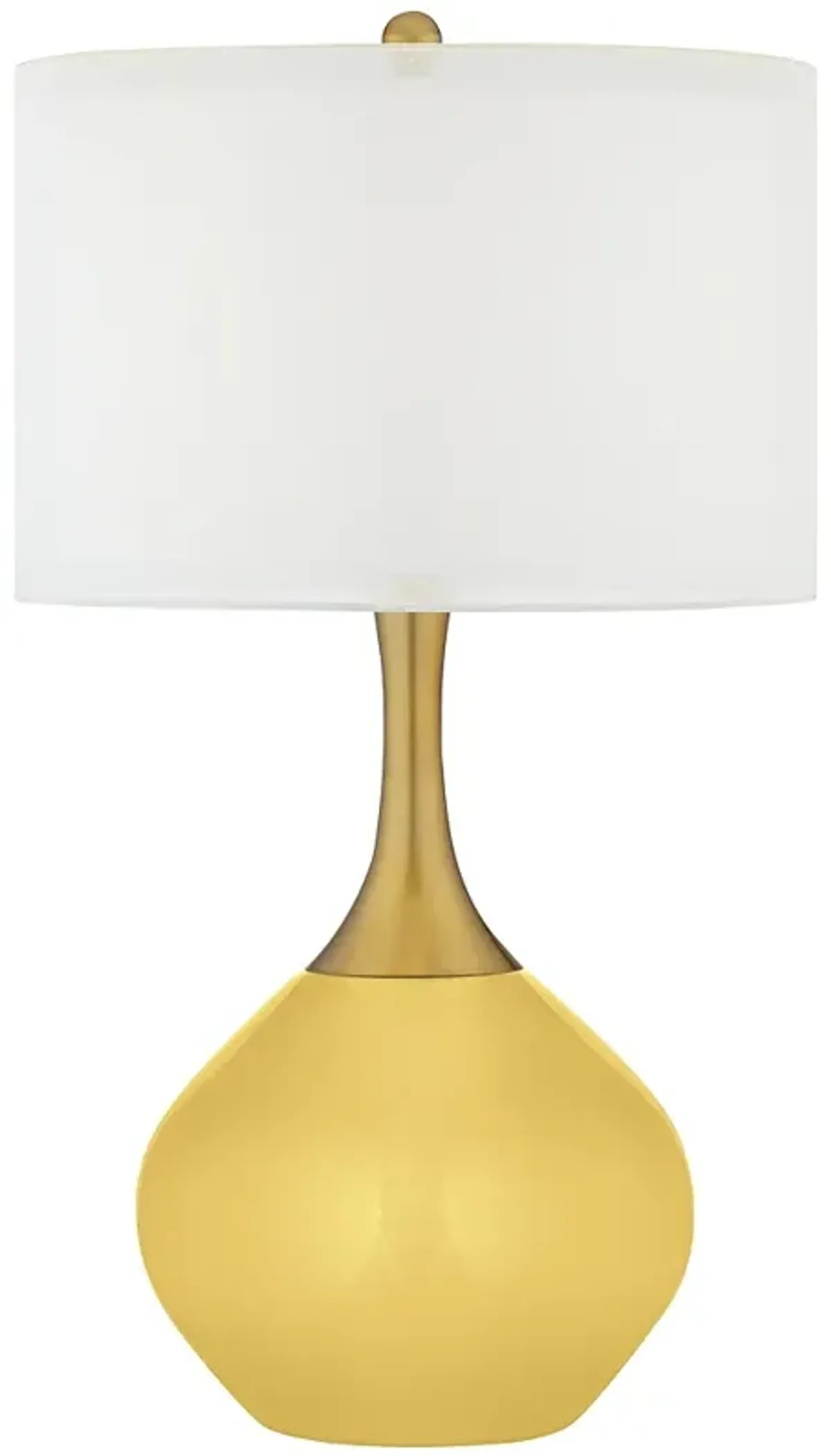 Color Plus Nickki Brass 30 1/2" High Modern Daffodil Yellow Table Lamp