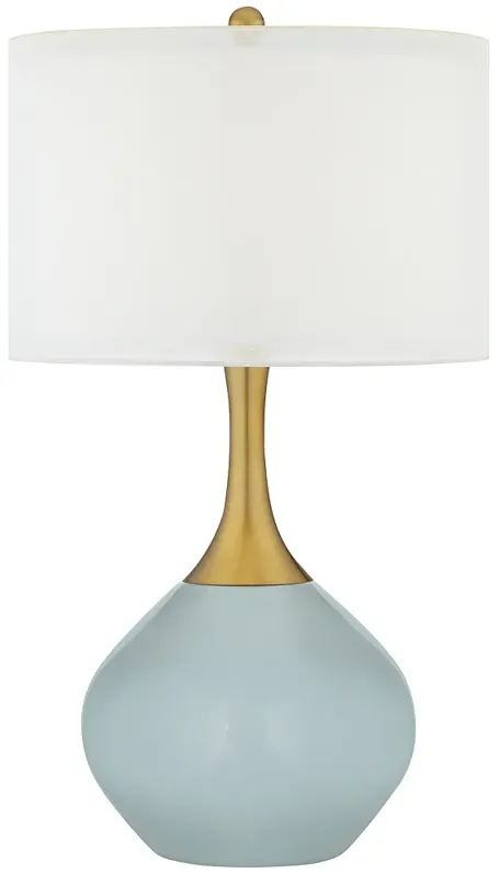 Color Plus Nickki Brass 30 1/2" Rain Blue Modern Table Lamp