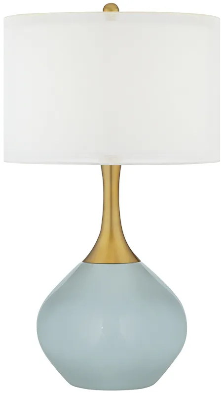 Rain Blue Nickki Brass Modern Table Lamp