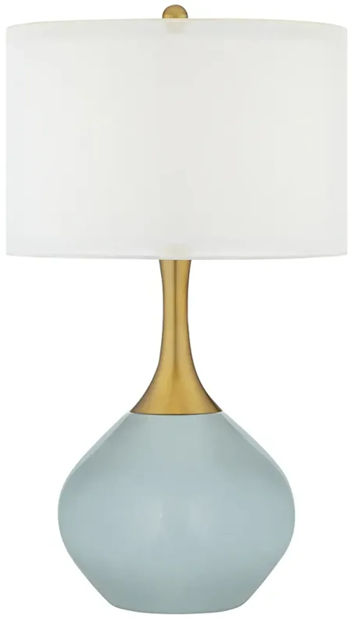 Color Plus Nickki Brass 30 1/2" Rain Blue Modern Table Lamp