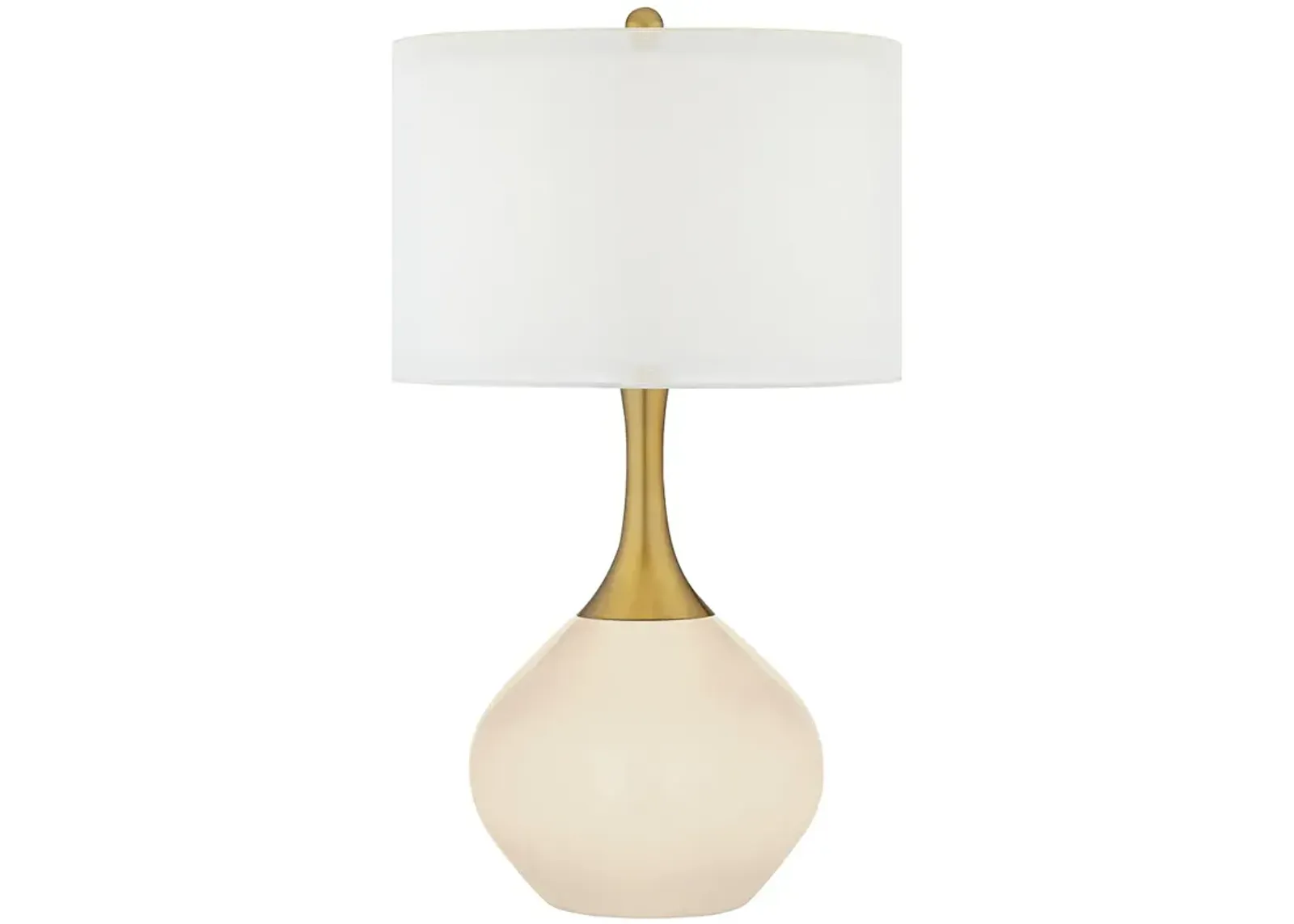 Color Plus Nickki Brass 30 1/2" Steamed Milk White Modern Table Lamp