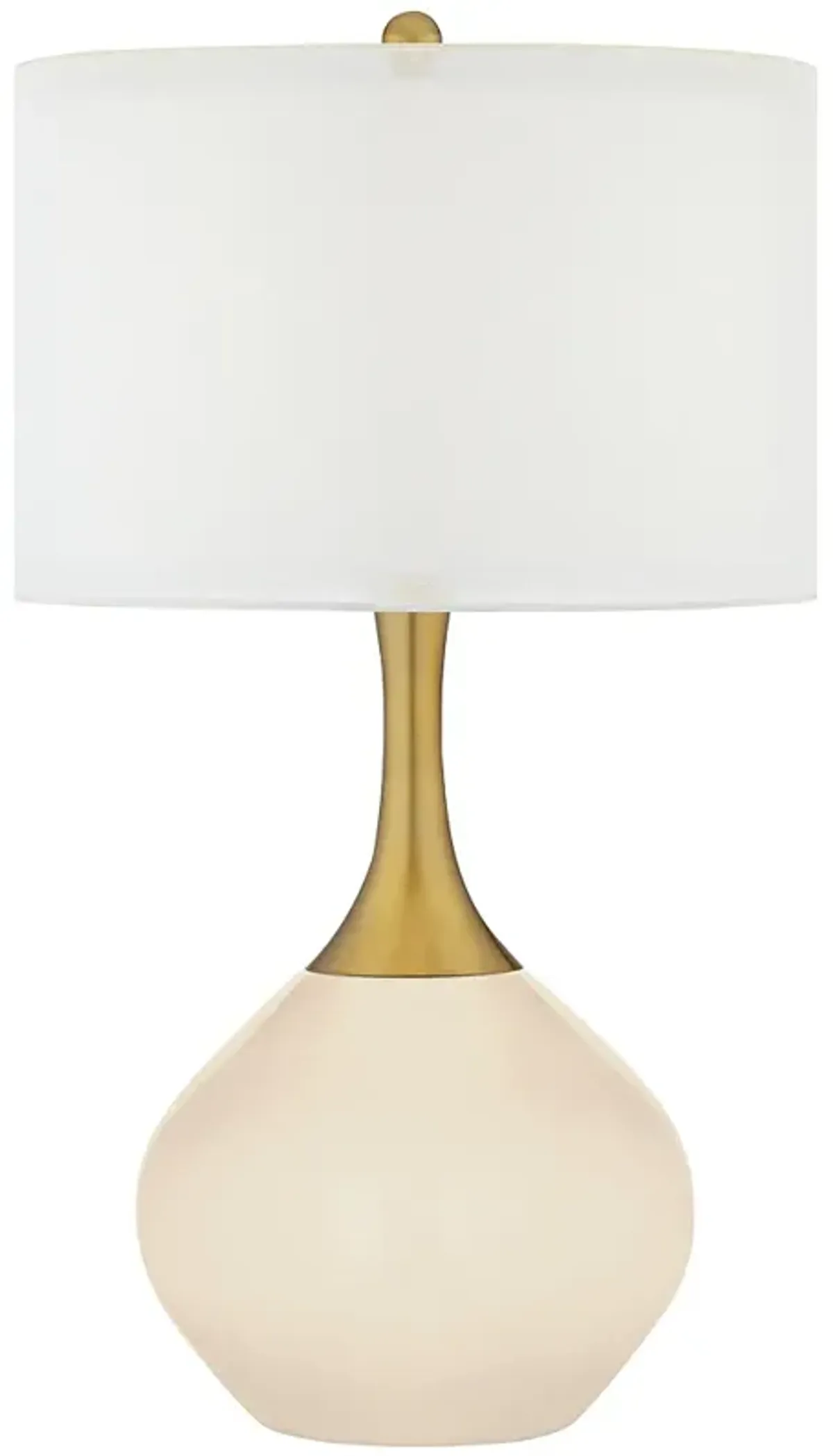 Color Plus Nickki Brass 30 1/2" Steamed Milk White Modern Table Lamp