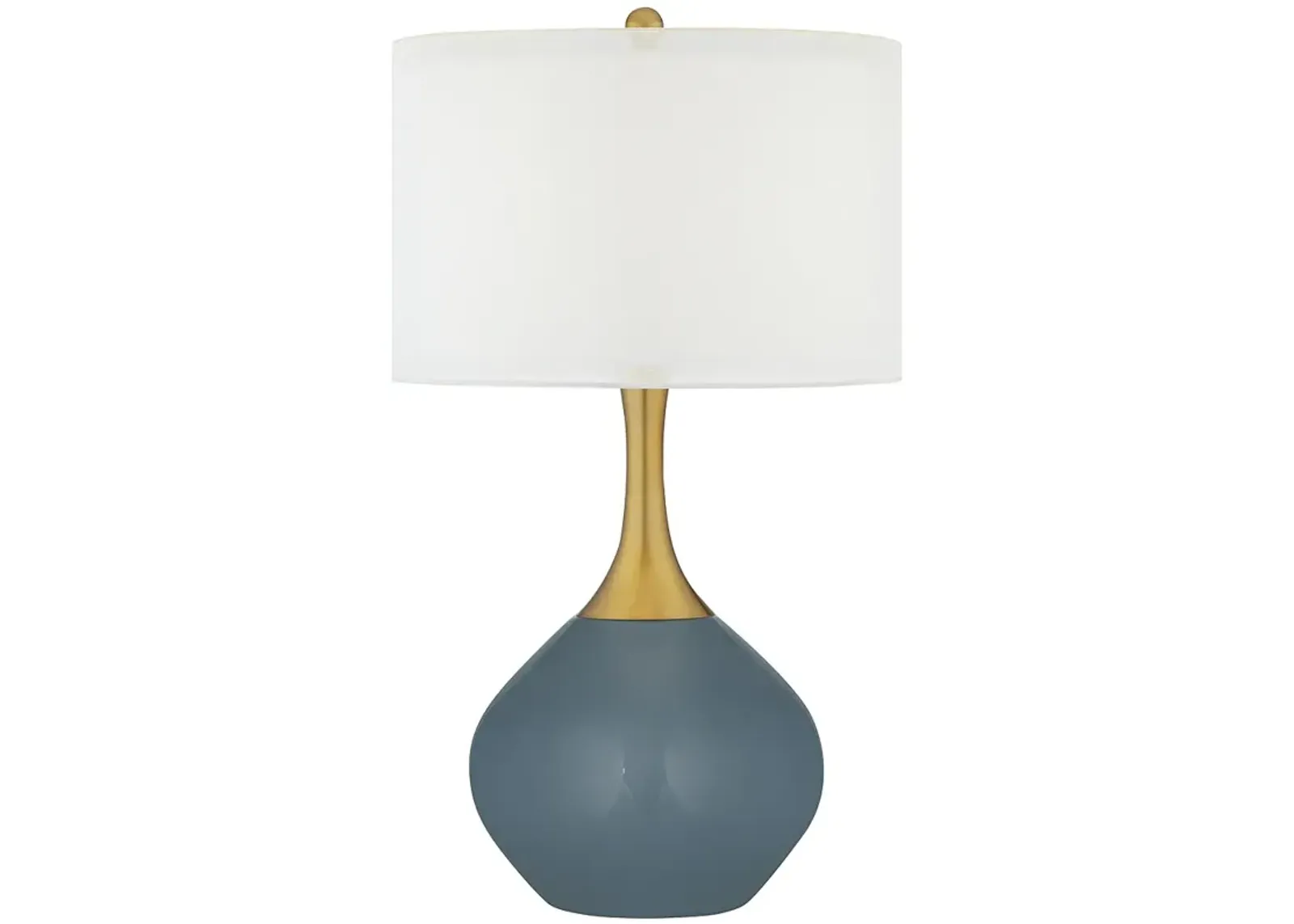 Color Plus Nickki Brass 30 1/2" Modern Smoky Blue Table Lamp