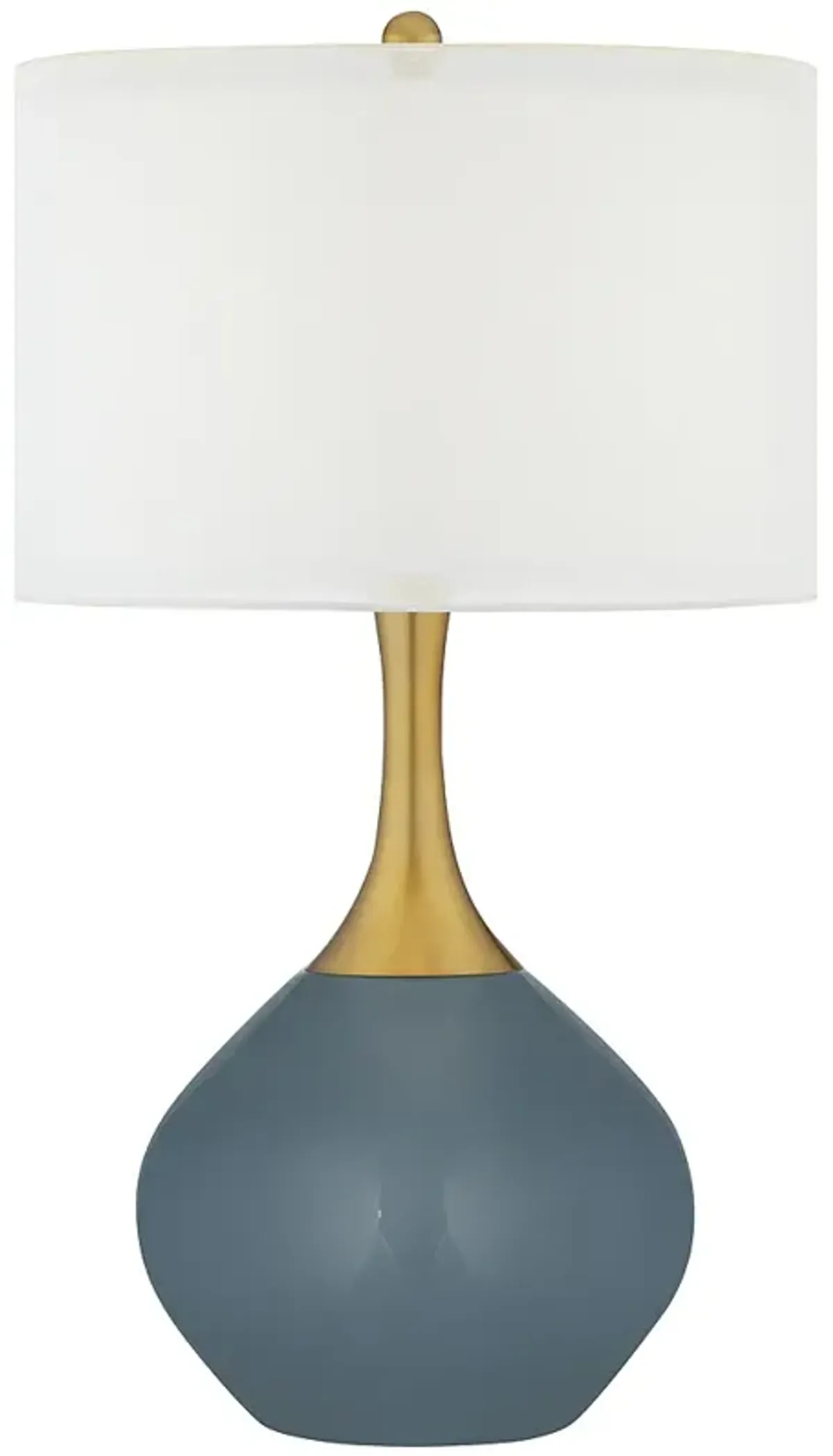 Color Plus Nickki Brass 30 1/2" Modern Smoky Blue Table Lamp