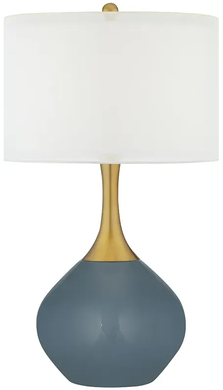 Smoky Blue Nickki Brass Modern Table Lamp