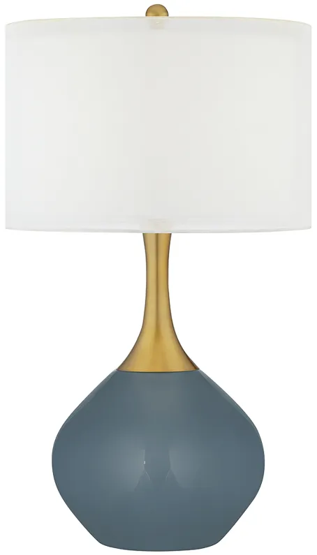 Smoky Blue Nickki Brass Modern Table Lamp