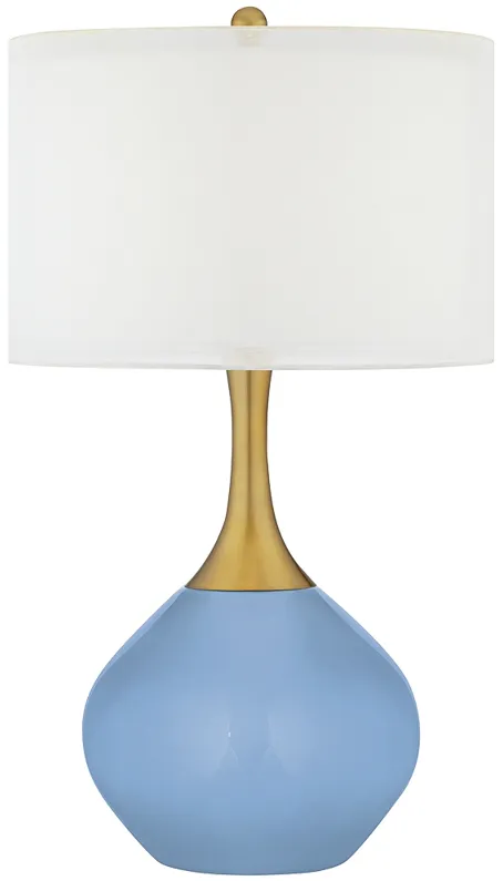 Placid Blue Nickki Brass Modern Table Lamp