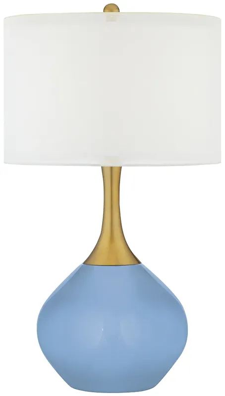 Placid Blue Nickki Brass Modern Table Lamp