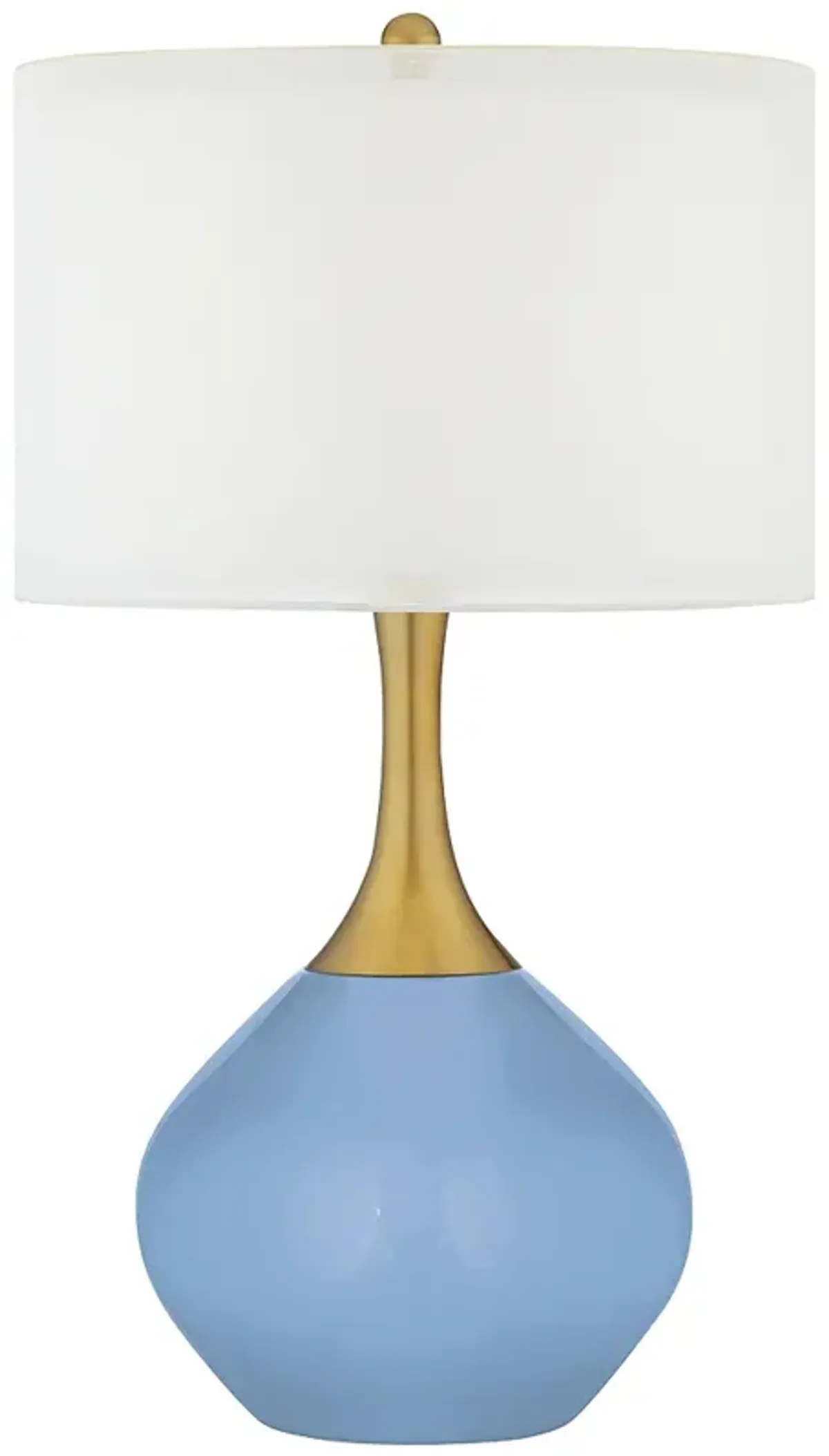 Color Plus Nickki Brass 30 1/2" High Placid Blue Modern Table Lamp