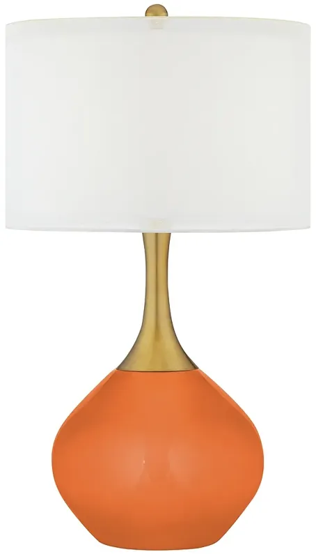 Celosia Orange Nickki Brass Modern Table Lamp