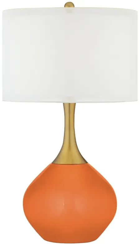 Celosia Orange Nickki Brass Modern Table Lamp