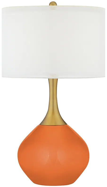 Celosia Orange Nickki Brass Modern Table Lamp