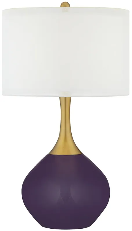 Color Plus Nickki Brass 30 1/2" Modern Quixotic Plum Purple Table Lamp