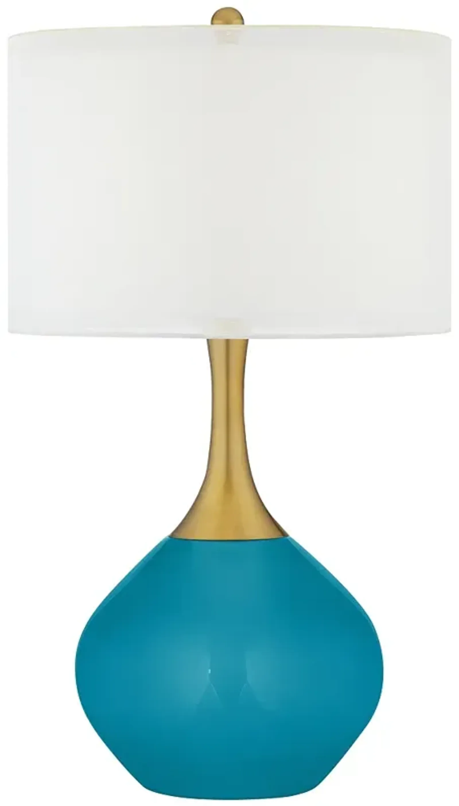 Color Plus Nickki Brass 30 1/2" Coastal Caribbean Sea Blue Table Lamp