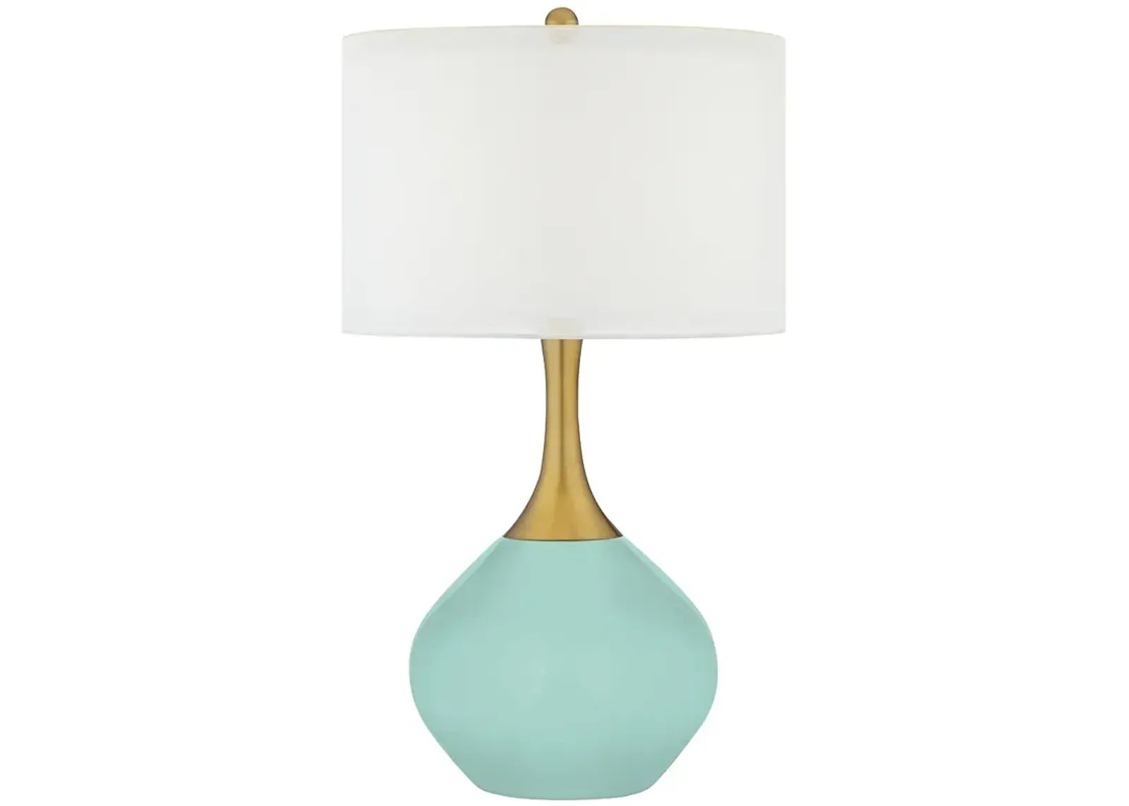 Color Plus Nickki Brass 30 1/2" Modern Coastal Cay Blue Table Lamp