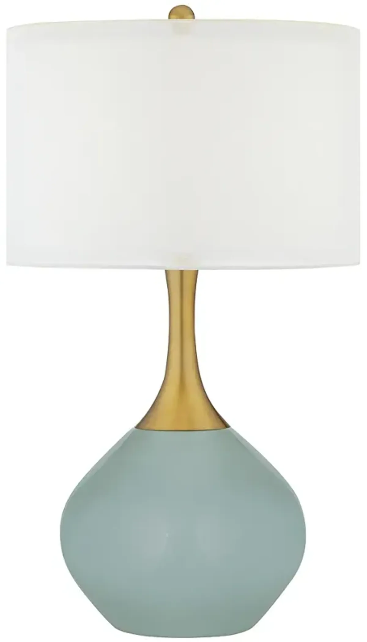 Color Plus Nickki Brass 30 1/2" Modern Aqua-Sphere Blue Table Lamp